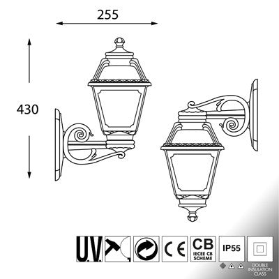 Lanterna Applique a Parete in Resina BISSO MARY Nero E27 IP55