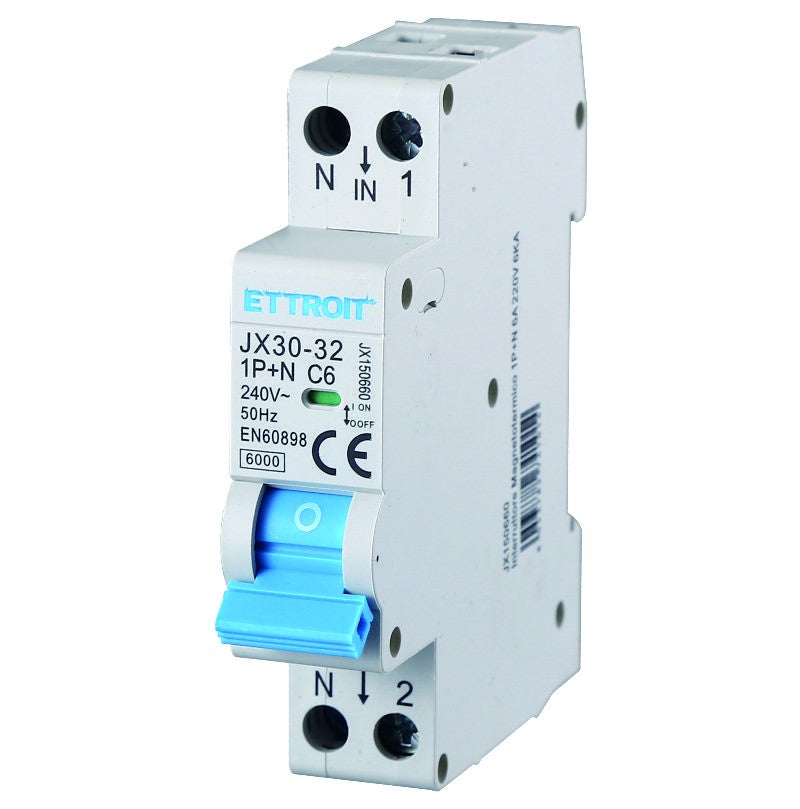 Ettroit Interruttore Magnetotermico 1P+N 6A 220V 6KA JX150660