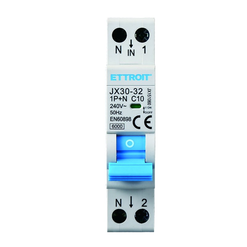 Ettroit Interruttore Magnetotermico 1P+N 10A 220V 6KA JX151060