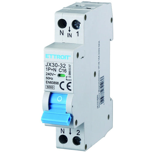 Ettroit Interruttore Magnetotermico 1P+N 16A 220V 6KA JX151660