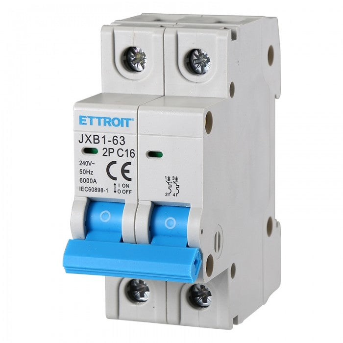 Ettroit Interruttore Magnetotermico 2P 16A 220V 6KA JX121660