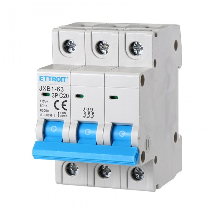 Ettroit Interruttore Magnetotermico 3P 20A 380V 6KA JX132060