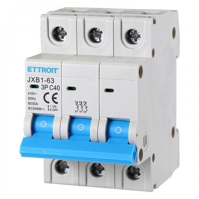 Ettroit Interruttore Magnetotermico 3P 40A 380V 6KA JX134060