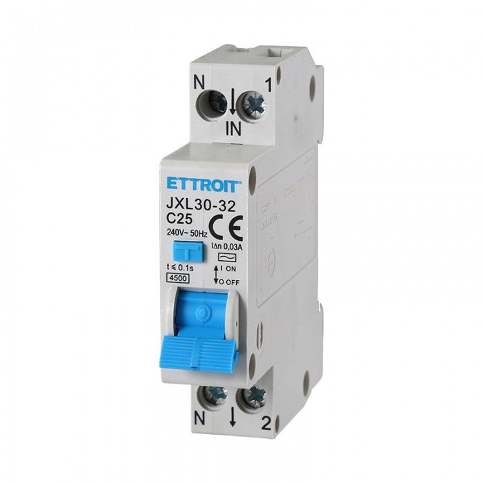 Ettroit Magnetotermico Differenziale 1P+N 25A 30mA 220V-4.5KA JX252540