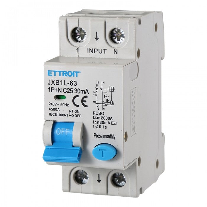 Ettroit Magnetotermico Differenziale 1P+N 25A 30mA 220V-6KA JX272561
