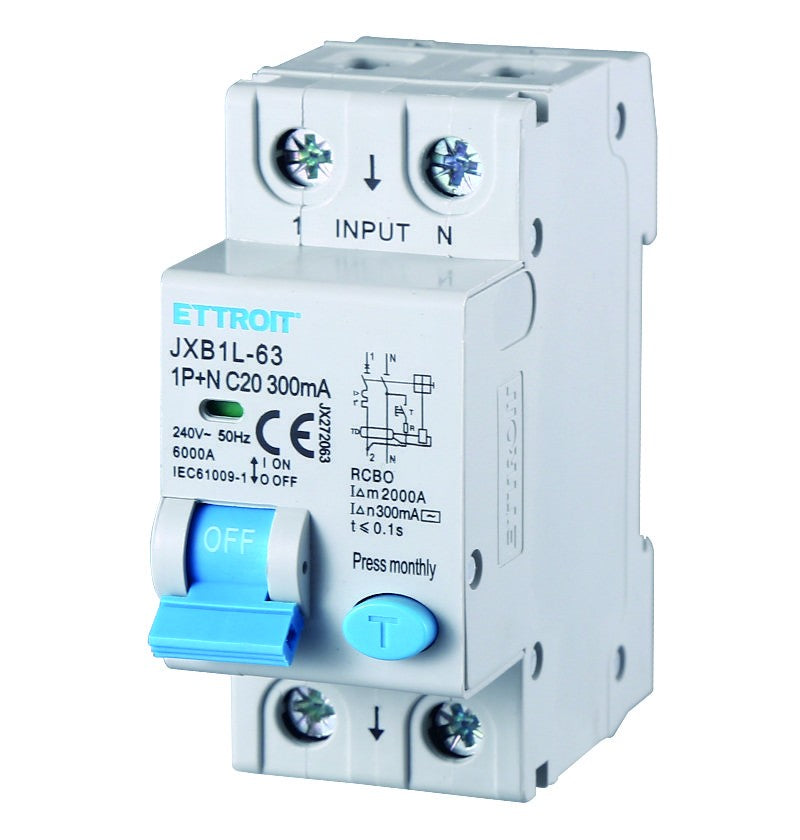 Ettroit Magnetotermico Differenziale 1P+N 20A 300mA 220V-6KA JX272063