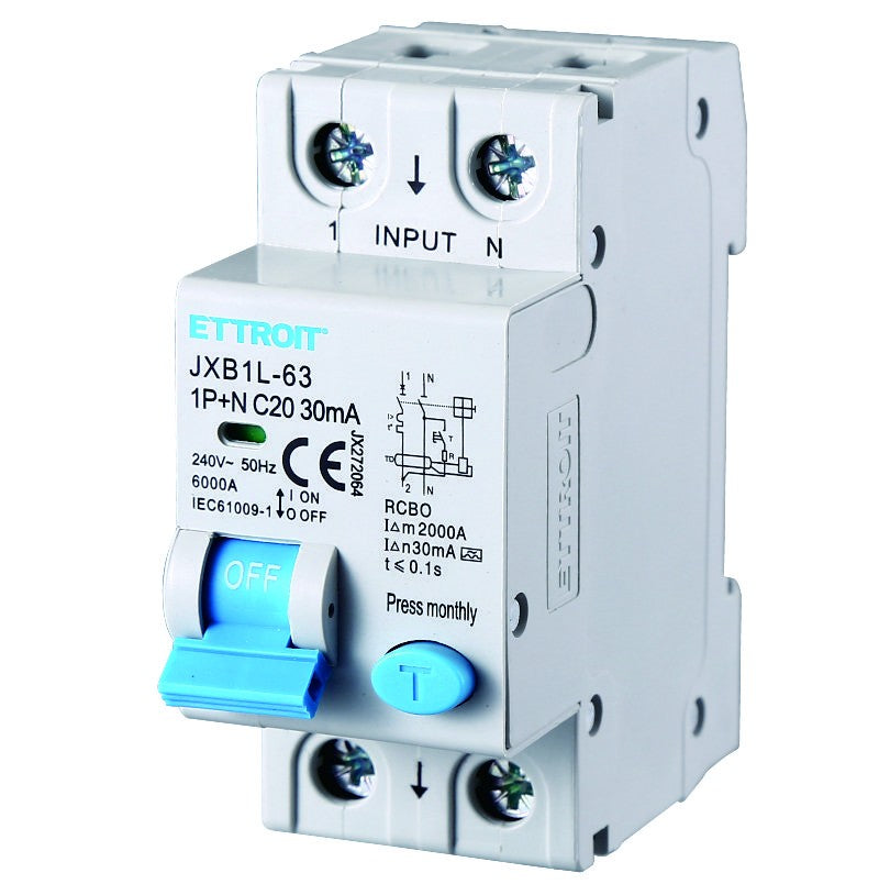 Ettroit Magnetotermico Differenziale 1P+N 20A 30mA 220V-6KA CLASSE A JX272064