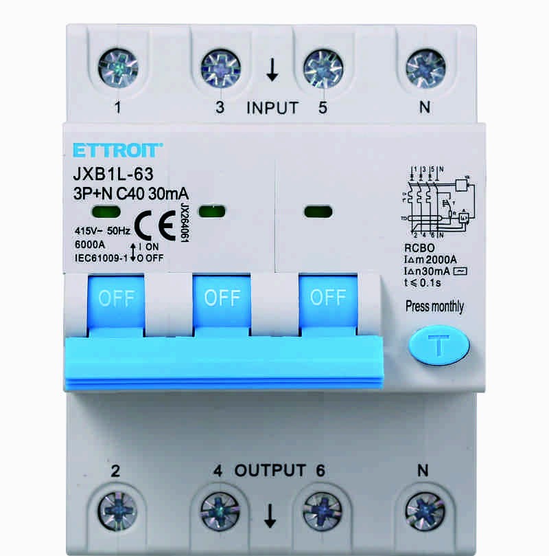 Ettroit Magnetotermico Differenziale 3P+N 40A 30mA 380V-6KA JX264061