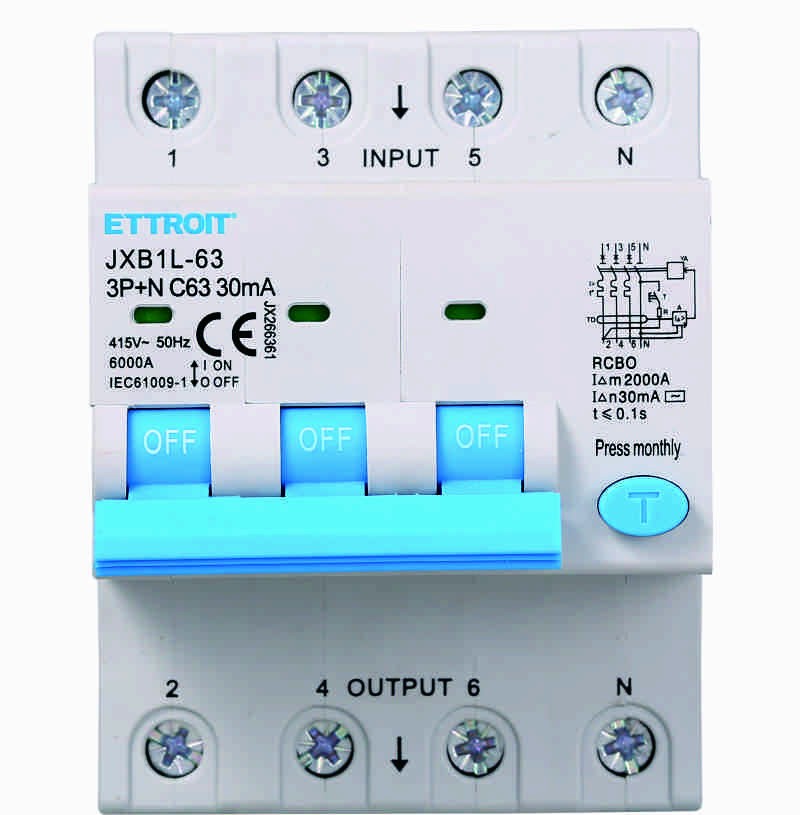 Ettroit Magnetotermico Differenziale 3P+N 63A 30mA 380V-6KA JX266361