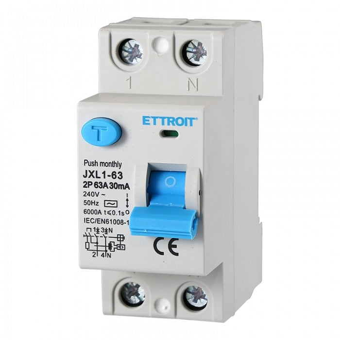Ettroit Interruttore Differenziale Puro 2P 63A 30mA 220V-6KA JX326361