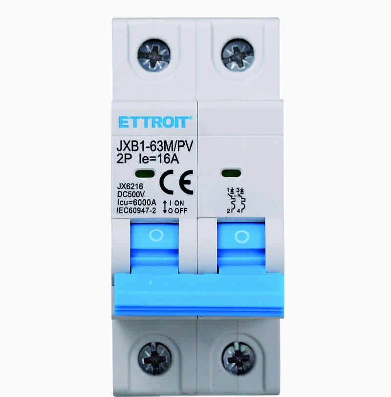 Ettroit 2P Interruttore Magnetotermico Fotovoltaico DC 16A 6kA 500VJX6216