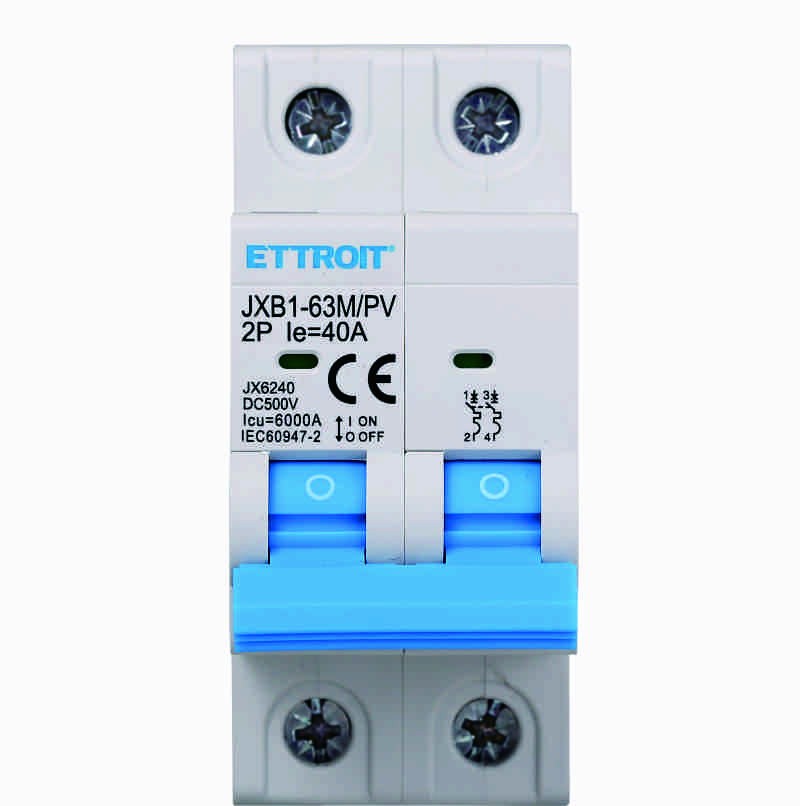 Ettroit 2P Interruttore Magnetotermico Fotovoltaico DC 40A 6kA 500V JX6240