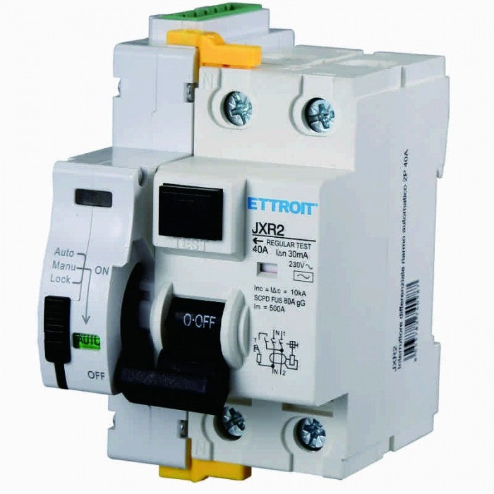 Ettroit Interruttore differenziale riarmo automatico 2P 40A JXR2