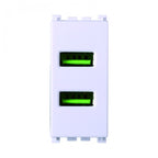 Presa USB 2 Posti 2.1AMH Compatibile Vimar Arkè Bianco Ettroit