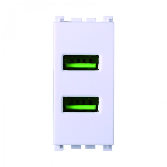 Presa USB 2 Posti 2.1AMH Compatibile Vimar Arkè Bianco Ettroit