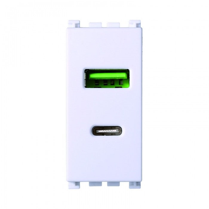 Presa 2 IN 1 USB+TYPE-C 3.1AMH Compatibile Vimar Arkè Bianco Ettroit