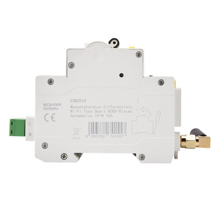 Ettroit Magnetotermico Differenziale Wi-Fi Tuya Smart RCBO 1P+N 16A ESR3516
