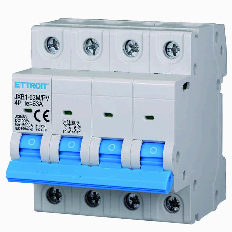 Ettroit 4P Interruttore Magnetotermico Fotovoltaico DC 63A 6kA 1000VJX6463