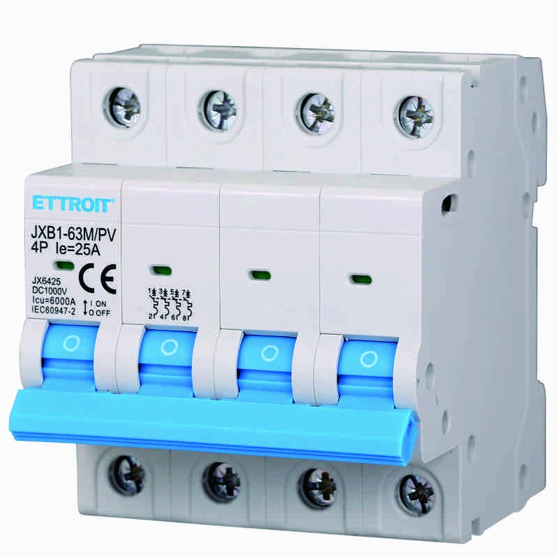 Ettroit 4P Interruttore Magnetotermico Fotovoltaico DC 25A 6kA 1000VJX6425