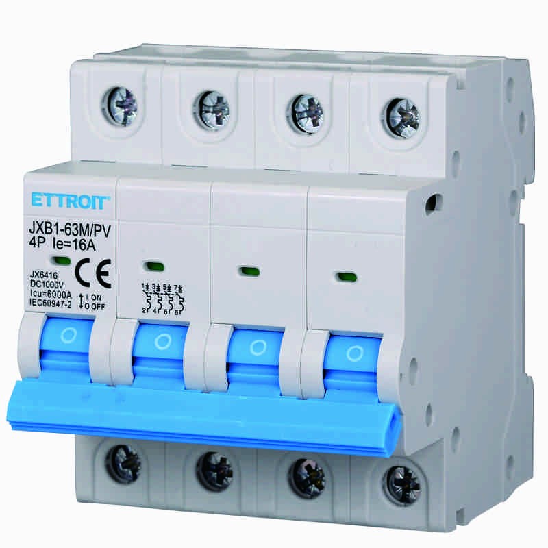 Ettroit 4P Interruttore Magnetotermico Fotovoltaico DC 16A 6kA 1000V JX6416