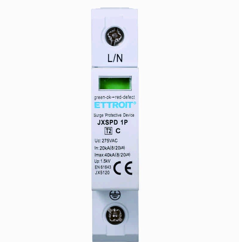 Ettroit Scaricatore Limitatore Di Sovratensione 1 Modulo Tipo T2 1P 20KA-40KA SPD a Limitazione Per Barra DIN