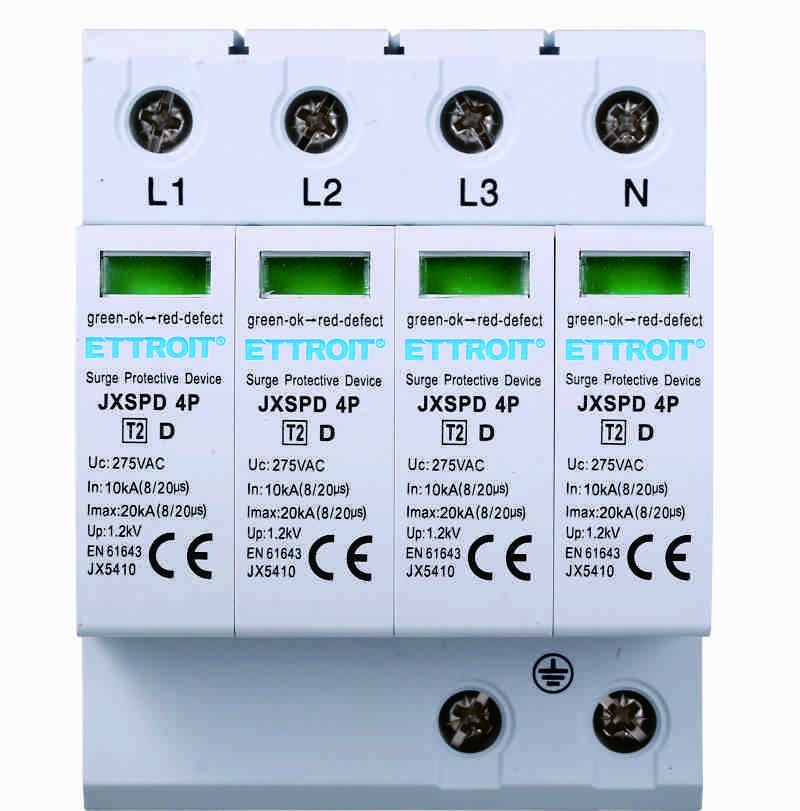 Ettroit Scaricatore Limitatore Di Sovratensione Tipo T2 4P 10KA-20KA SPD a Limitazione Per Barra DIN