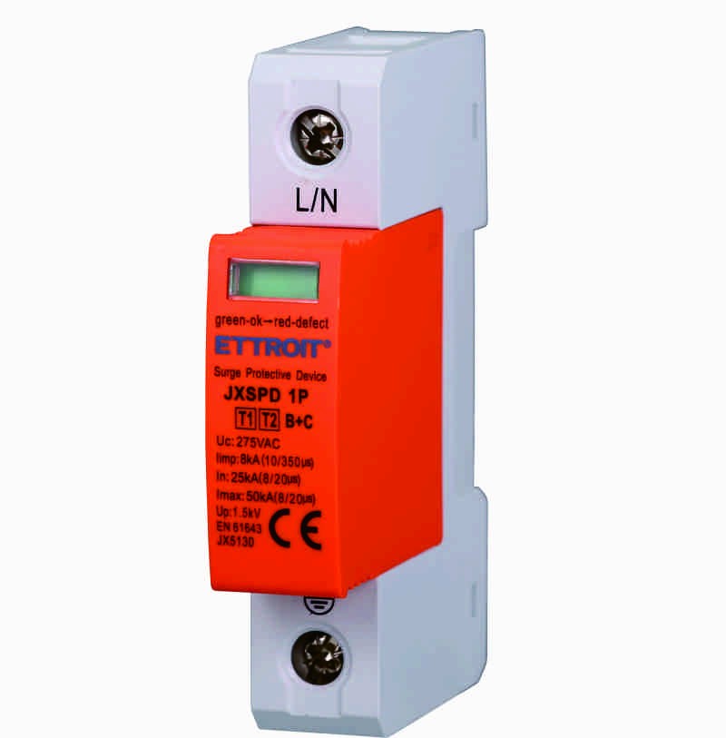 Ettroit Scaricatore Limitatore Di Sovratensione 1 Modulo Tipo T1+T2 1P 25KA-50KA SPD a Limitazione Per Barra DIN