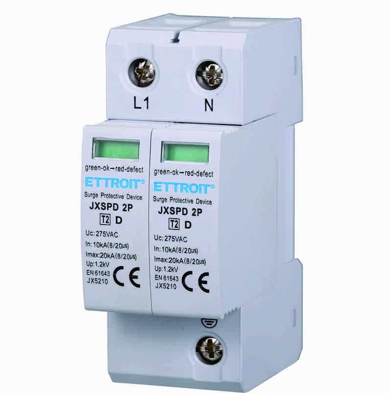 Ettroit Scaricatore Limitatore Di Sovratensione 2 Moduli Tipo T2 2P 10KA-20KA SPD a Limitazione Per Barra DIN