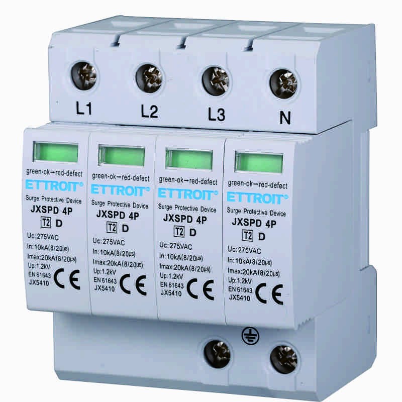 Ettroit Scaricatore Limitatore Di Sovratensione Tipo T2 4P 10KA-20KA SPD a Limitazione Per Barra DIN