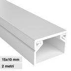 Canalina Passacavi Bianca 15X10 In Plastica e Coperchio Lunghezza 2 Metri ART. 5621510 ELMARK