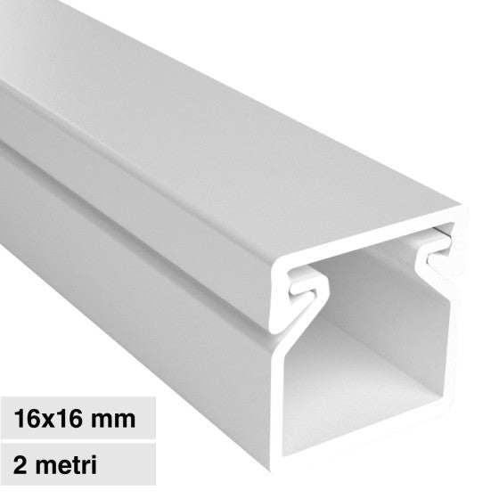 Canalina Passacavi Bianca 16X16 In Plastica e Coperchio Lunghezza 2 Metri ART. 5621616 ELMARK