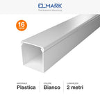 Canalina Passacavi Bianca 60X60 In Plastica e Coperchio Lunghezza 2 Metri ART. 5626060 ELMARK Kit 16 Barre