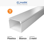 Canalina Passacavi Bianca 80X60 In Plastica e Coperchio Lunghezza 2 Metri ART. 5628060 ELMARK Kit 12 Barre
