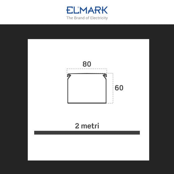 Canalina Passacavi Bianca 80X60 In Plastica e Coperchio Lunghezza 2 Metri ART. 5628060 ELMARK Kit 12 Barre