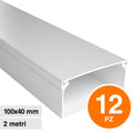 Canalina Passacavi Bianca 100X40 In Plastica e Coperchio Lunghezza 2 Metri ART. 56210040 ELMARK Kit 12 Barre