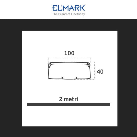 Canalina Passacavi Bianca 100X40 In Plastica e Coperchio Lunghezza 2 Metri ART. 56210040 ELMARK Kit 12 Barre