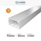 Canalina Passacavi Bianca 100X60 In Plastica e Coperchio Lunghezza 2 Metri ART. 56210060 ELMARK Kit 10 Barre