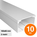 Canalina Passacavi Bianca 100X60 In Plastica e Coperchio Lunghezza 2 Metri ART. 56210060 ELMARK Kit 10 Barre