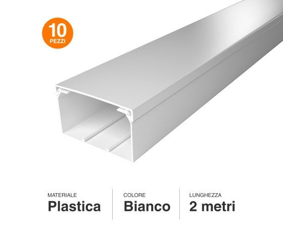 Canalina Passacavi Bianca 120X60 In Plastica e Coperchio Lunghezza 2 Metri ART. ADK12060 EURONORM Kit 10 Barre