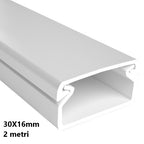 Canalina Passacavi Bianca 30X16 In Plastica e Coperchio Lunghezza 2 Metri ART. 5623016 ELMARK