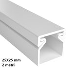 Canalina Passacavi Bianca 25X25 In Plastica e Coperchio Lunghezza 2 Metri ART. 5622525 ELMARK