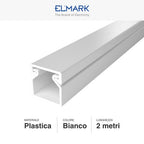 Canalina Passacavi Bianca 25X25 In Plastica e Coperchio Lunghezza 2 Metri ART. 5622525 ELMARK