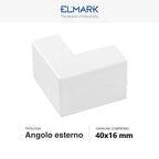 Angolo Esterno Per 2 Canaline Passacavi 40X16 In Plastica Bianco ART. 56240161 ELMARK