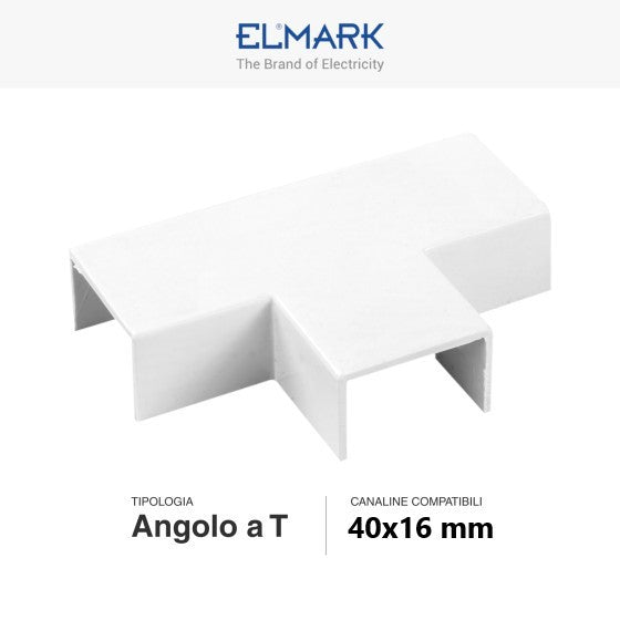 Angolo a T Per 3 Canaline Passacavi 40X16 In Plastica Bianco ART. 56240163 ELMARK