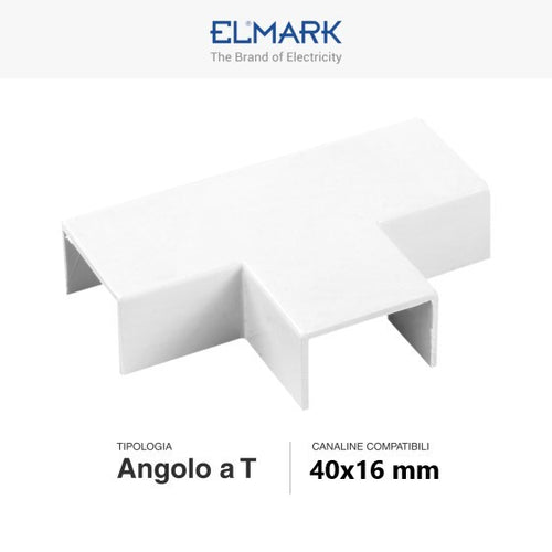 Angolo a T Per 3 Canaline Passacavi 40X16 In Plastica Bianco ART. 56240163 ELMARK