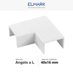 Angolo a L Per 2 Canaline Passacavi 40X16 In Plastica Bianco ART.56240164 ELMARK