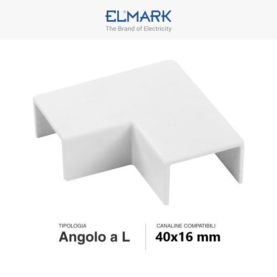 Angolo a L Per 2 Canaline Passacavi 40X16 In Plastica Bianco ART.56240164 ELMARK