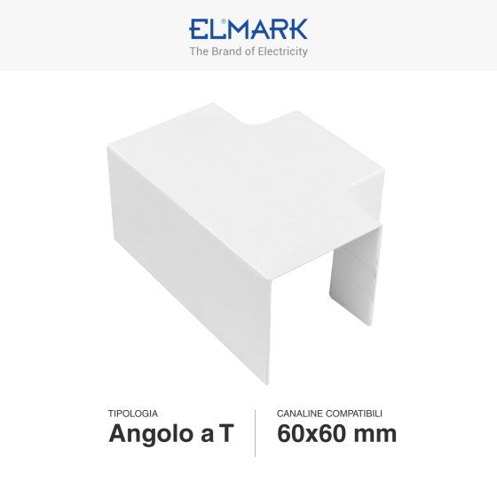 Angolo a T Per 3 Canaline Passacavi 60X60 In Plastica Bianco ART. 56260603 ELMARK