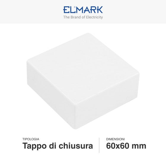 Tappo Di Chiusura Per Canaline Passacavi 60X60 In Plastica Bianco ART. 56260606 ELMARK