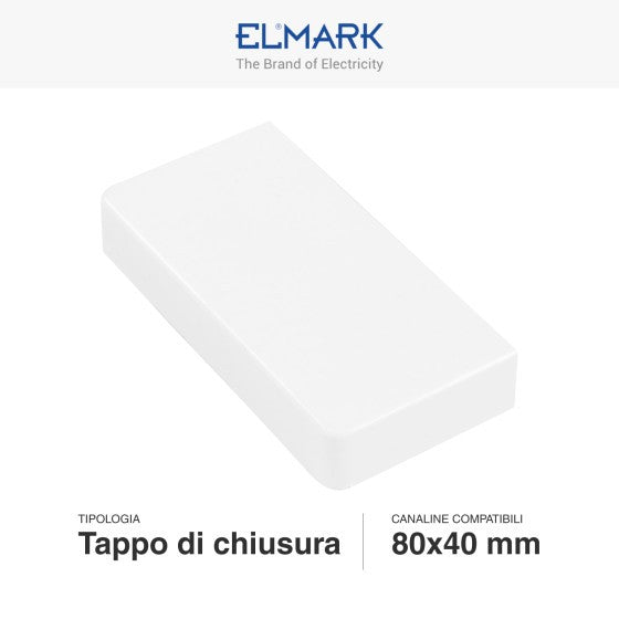 Tappo Di Chiusura Per Canaline Passacavi 80X40 In Plastica Bianco ART. 56280406 ELMARK